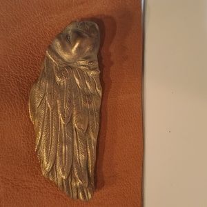 Jewelry broach hand crafted Metal clay Chief head
